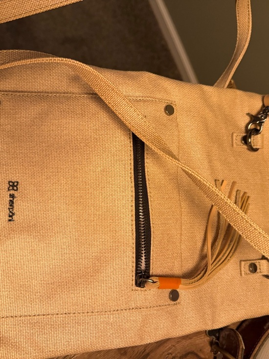 Sherpani Handbags - Sherpani Tan Canvas Messenger Bag with Fringe Accent